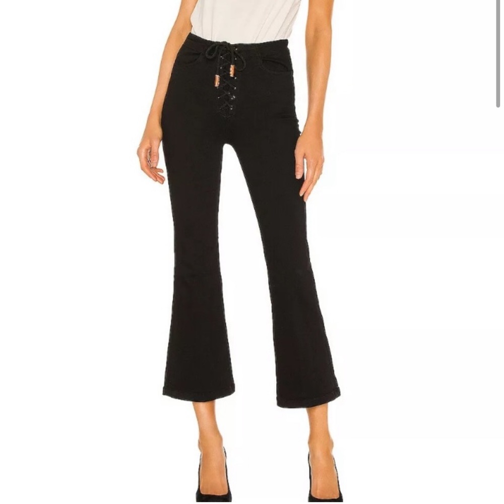 FRAME Denim Black Lace Up Front Cropped Jeans Size 31